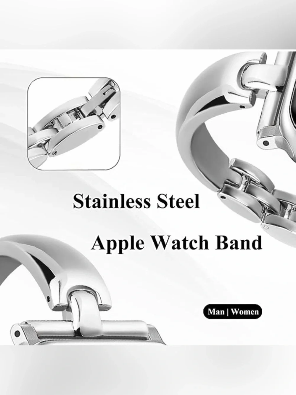 Silver Apple Watch band 42mm 44mm 45mm 46mm